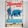 Винтажная металлическая жестяная вывеска Hamm's Beer в стиле ретро с изображением охотничьего медведя, настенная табличка для бара, мужской комнаты и домашнего декора. (Страна Небесно-голубого