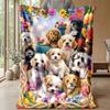 Floral Puppies Garden 3 Theme blanket Lightweight Warm Flannel Blanket Decorative Throw Blanket for Home Decoration