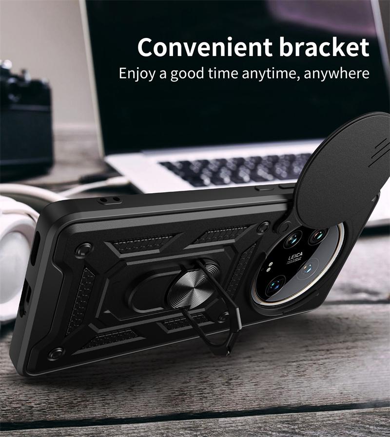 Для Xiaomi Mi 14 Ultra 5G чехол Slide Lens Armor Phone Case для Xiaomi Mi14 Ultra mi 14ultra 6.73 Магнитный держатель Кольцо Задняя крышка