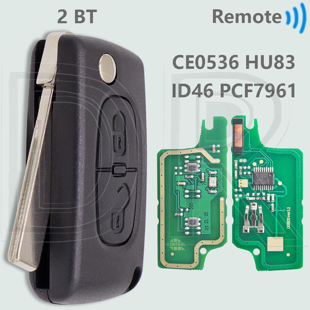 DR CE0523 ID46 PCF7941 CE0536 PCF7961 433ASK/FSK Flip Car Remote Key For Peugeot 207 307 308 408 Citroen C1 C2 C3 C4 C5 Picass