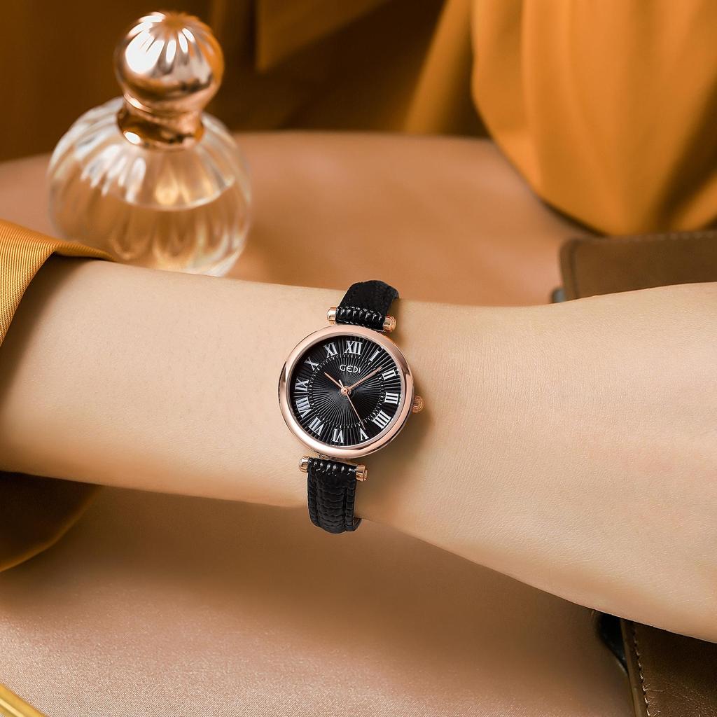 Gedi Retro Women's Waterproof Quartz Watch - Small Dial, Leather Strap, Ideal for Students