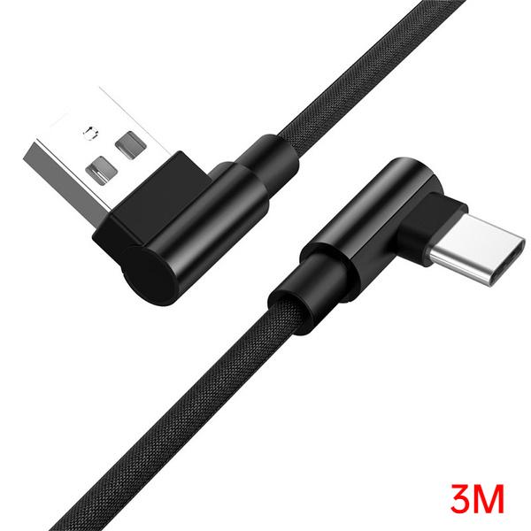 Разъем под углом 90 градусов Не спутывающийся телефонный кабель Micro USB Type C Быстрое зарядное устройство для зарядки Нейлоновый шнур Провод