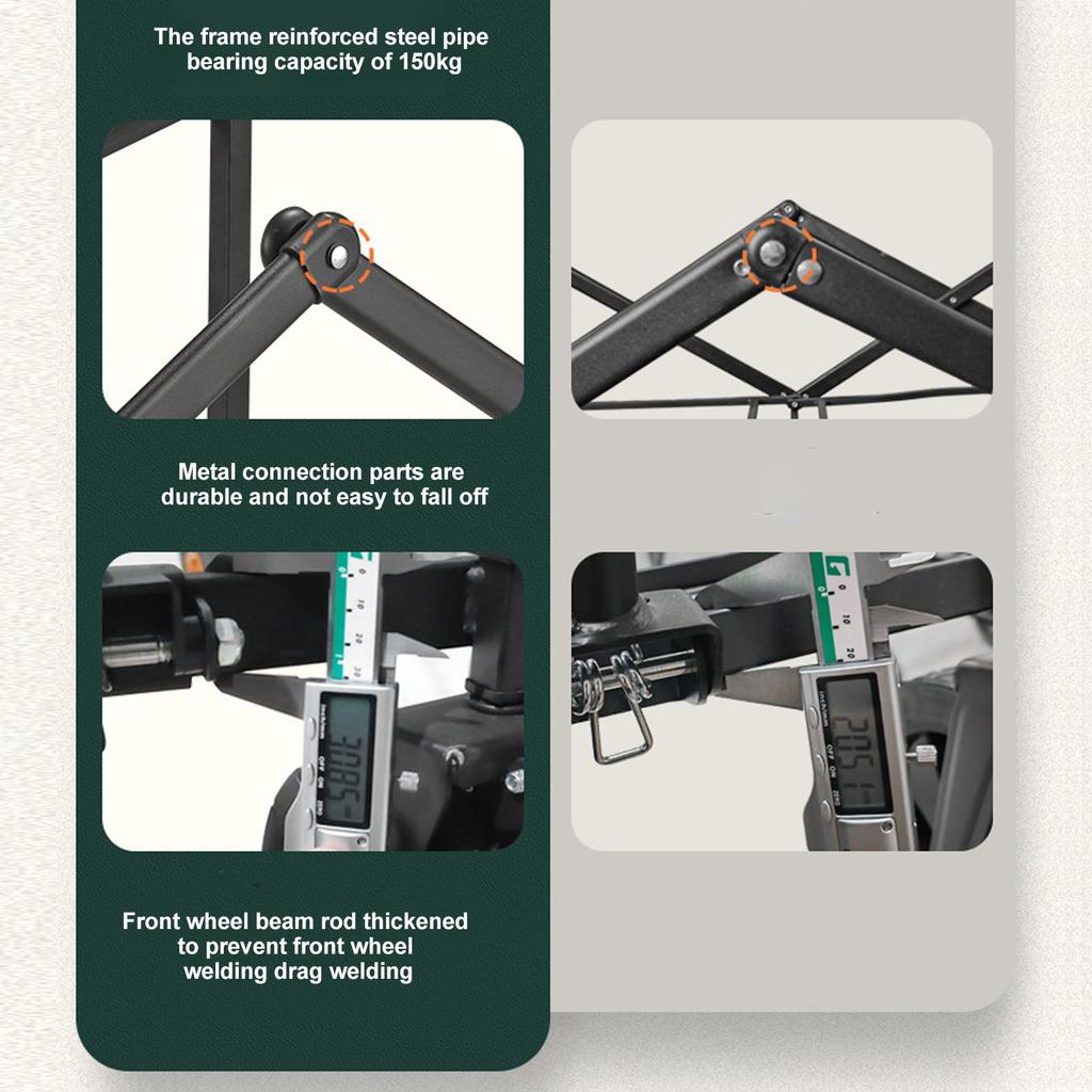 Складная тележка-фургон, хозяйственная тележка, складная, грузоподъемность 150 кг, 5-дюймовые резиновые колеса для кемпинга, сада, пикника, черная