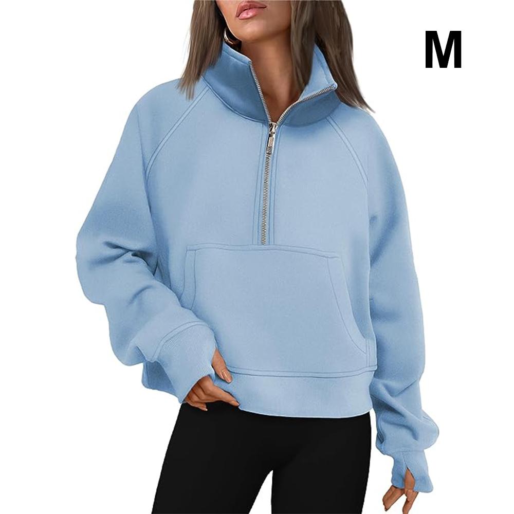 Женские толстовки на молнии, укороченный пуловер, флисовые толстовки на молнии на четверть, осенняя одежда, одежда с отверстием для большого пальца