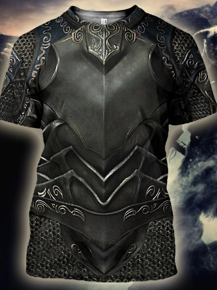 Tshirts Knight Medieval Armor 3D Print T Shirt Kids Round Neck Summer Fashion T-shirt Boy Girl Unisex Hip Hop Loose clothing