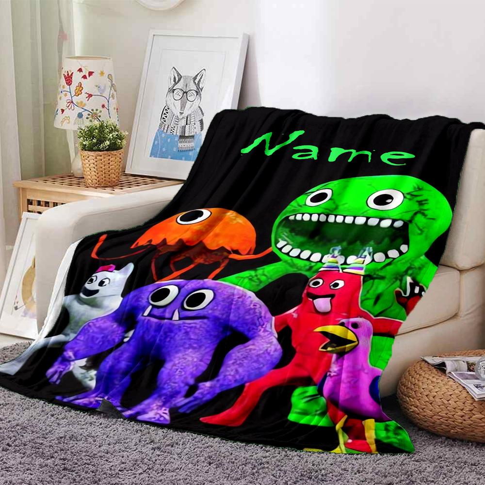 Custom Name Garten of Banban Theme Printed Blanket - Perfect for Couch, Bed, Travel & Outdoor Use | Machine Washable, Cozy & Durable.