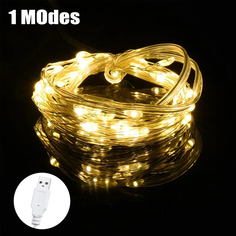 8 режимов 100 светодиодных гирлянд USB медный провод водонепроницаемая гирлянда световая гирлянда свадьба рождество домашняя вечеринка украшение освещение