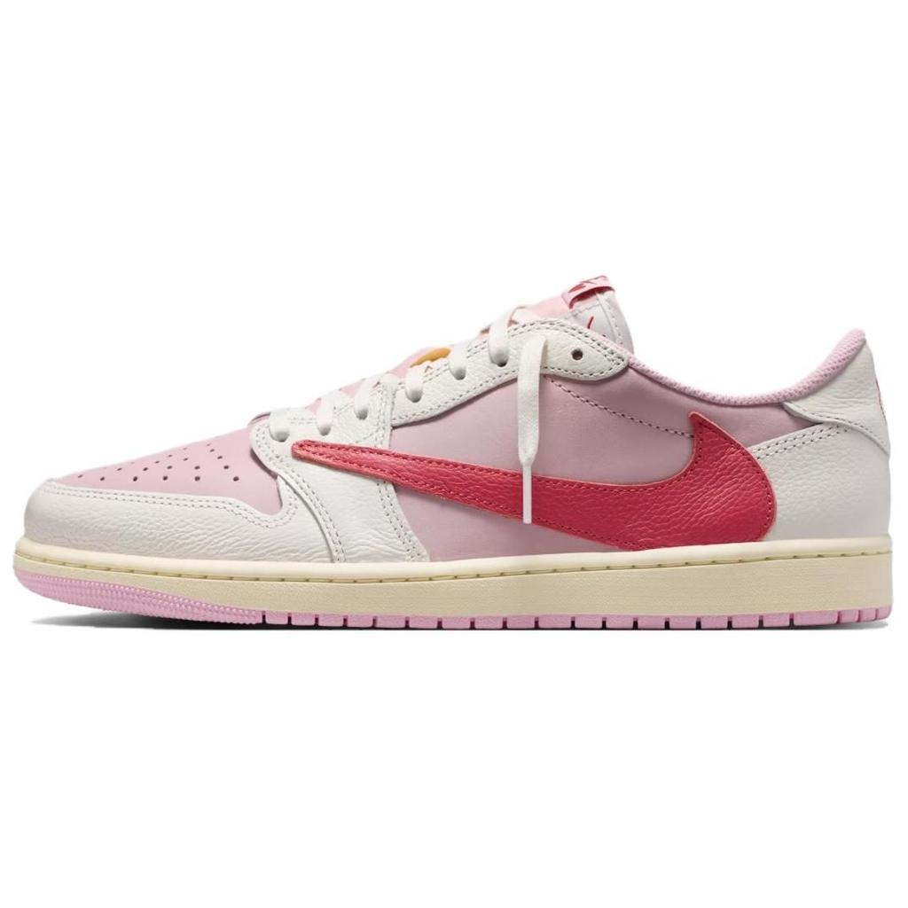 Jordan X Travis Scott Air Jordan 1 Low OG Розовый Крючок Низкие Винтажные Баскетбольные Кроссовки Мужские Тропический Розовый IQ7604-101
