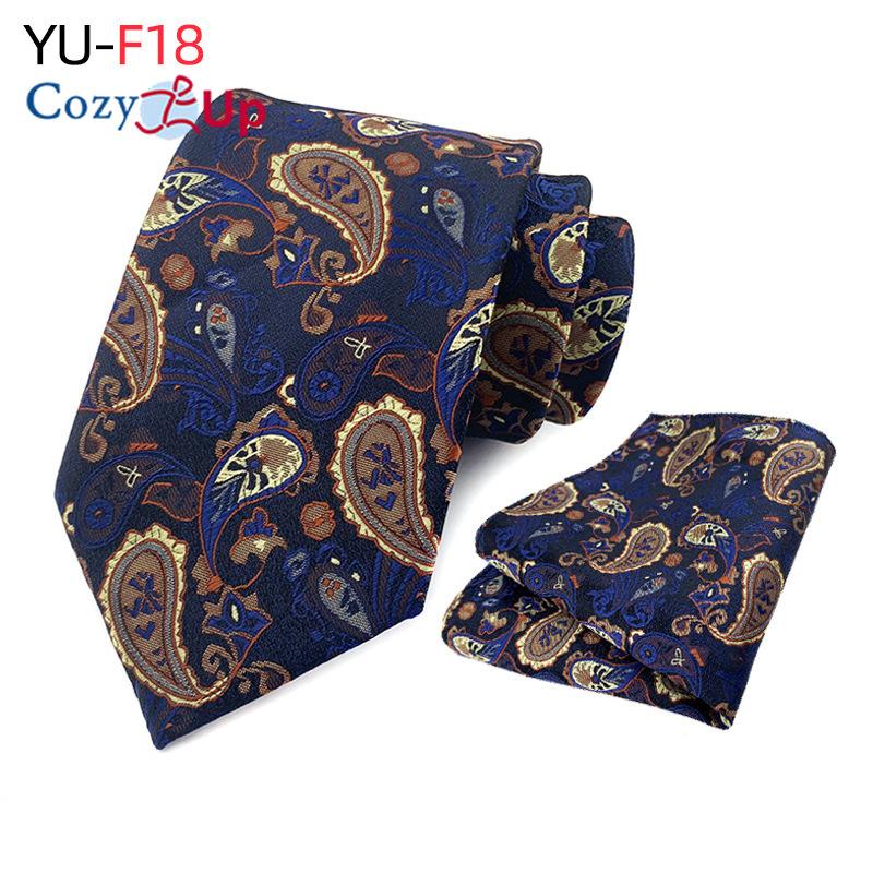 Мужской галстук из двух частей с цветочным принтом, полосатый галстук, деловой модный носовой платок, клетчатый галстук с пейсли