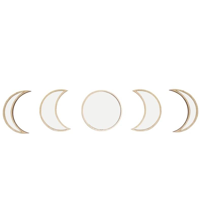 Богемное акриловое зеркало с фазой луны, сделай сам, настенная наклейка, украшение, деревянное зеркало с фазой луны для гостиной