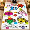 Flannel BlanketMr. Men & Little Miss Warm Soft Throw Blanket for Indoor Sofa Bed Living Room Use