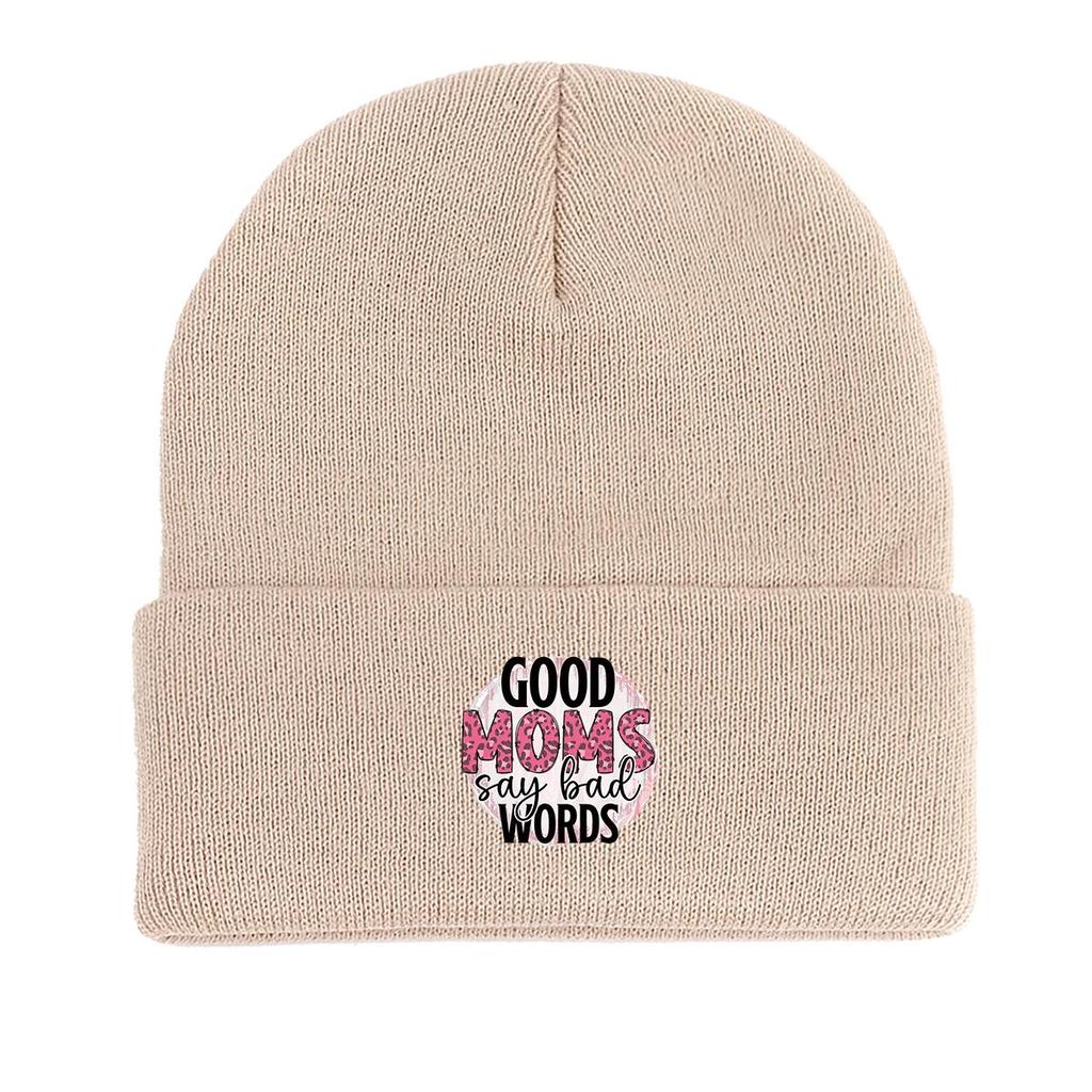 ХОРОШАЯ МАМА" Теплая вязаная шапка бини, Мужская шапка для матери, Конфетного цвета, Свободная, Простая, С помпоном, Вязаная шапка бини