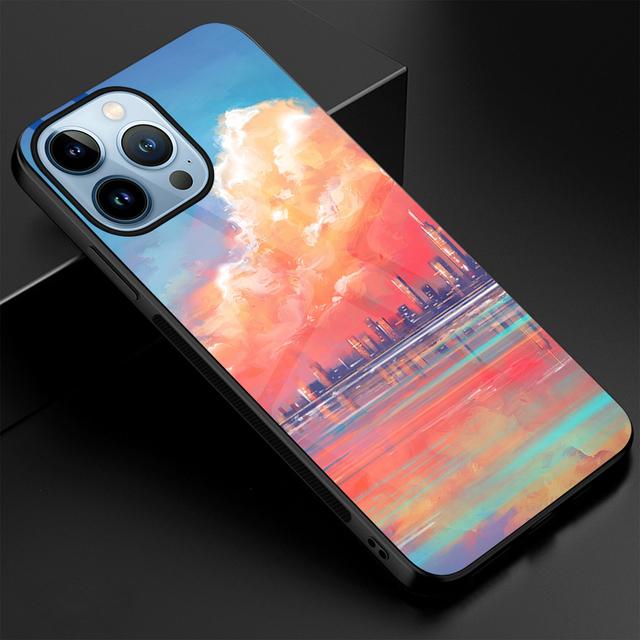 Чехол для телефона «Небесные облака» для Iphone 14 13 11 12 Pro Max Mini Xs Xr X 7 8 6s Plus Se 2022, чехол из закаленного стекла, роскошная задняя крышка