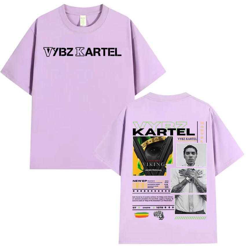 Графические футболки унисекс с изображением альбома рэпера Vybz Kartel 2025, хип-хоп, готика, с коротким рукавом, ретро, оверсайз, хлопковые футболки, стритвир