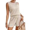 1116 summer new European and American popular round neck sleeveless solid color vest T-shirt set