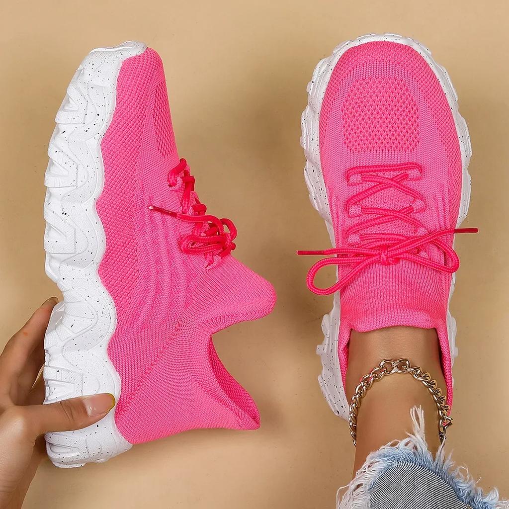 Mesh Oversized Sports and Comfortable Women's Shoes Breathable and Fashionable Socks, Shoe Cuffs Solid Color