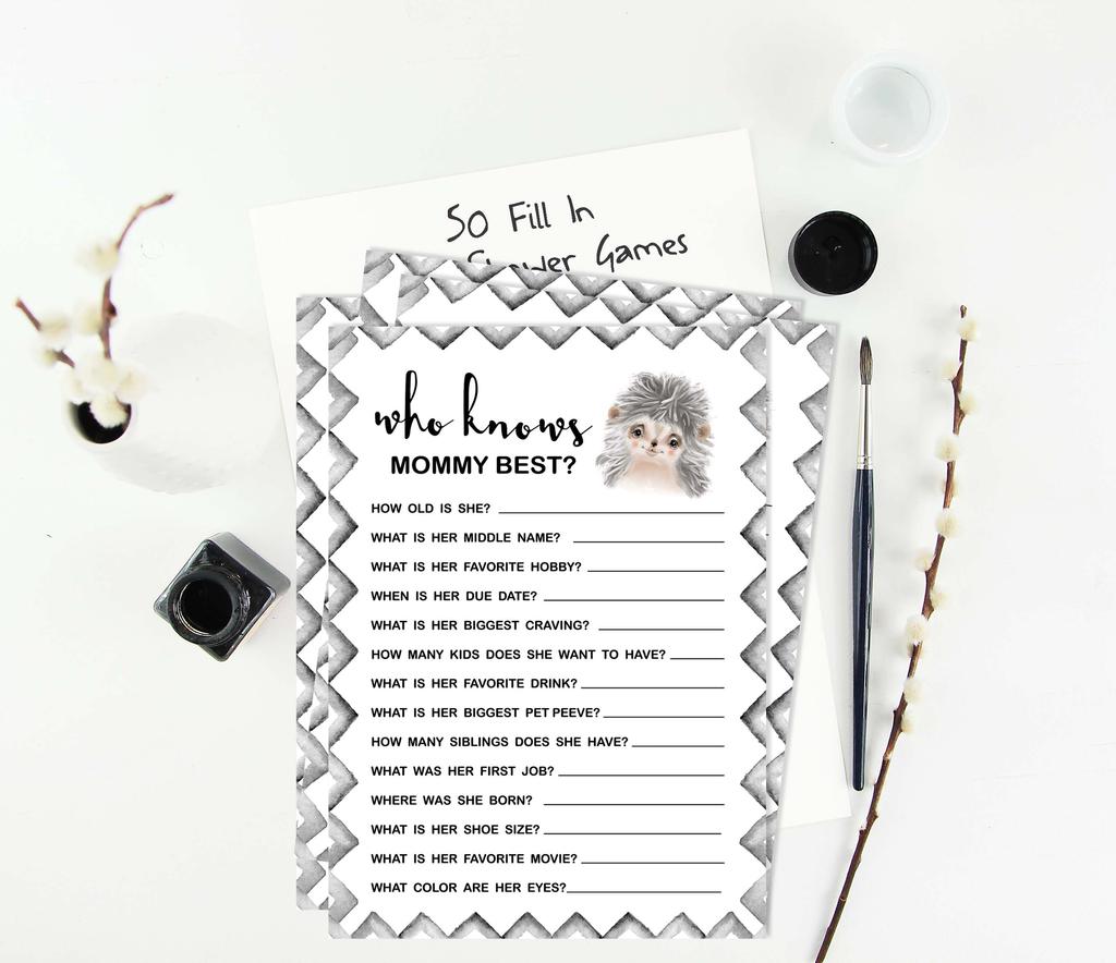 Inkdotpot Игровой набор Baby Shower из 50 игр BabyA AlphabetA ABCA Game Hedgehog Jungle Animals Party