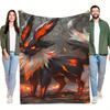 1pc Flaming Fox Digital Printed Design Blanket - All-Season Soft Flannel Throw with Vibrant Flame & Fox Print, Cozy Warmth for