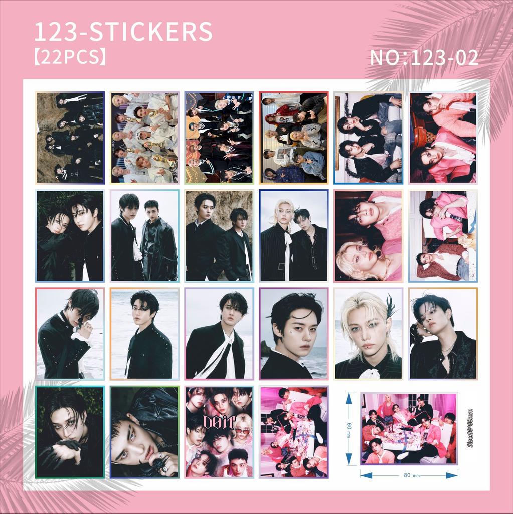 22Pcs Skzoo Square Creative Stickers Straykids Album Doit Peripheral Account Stickers Card Stickers Luggage Stickers