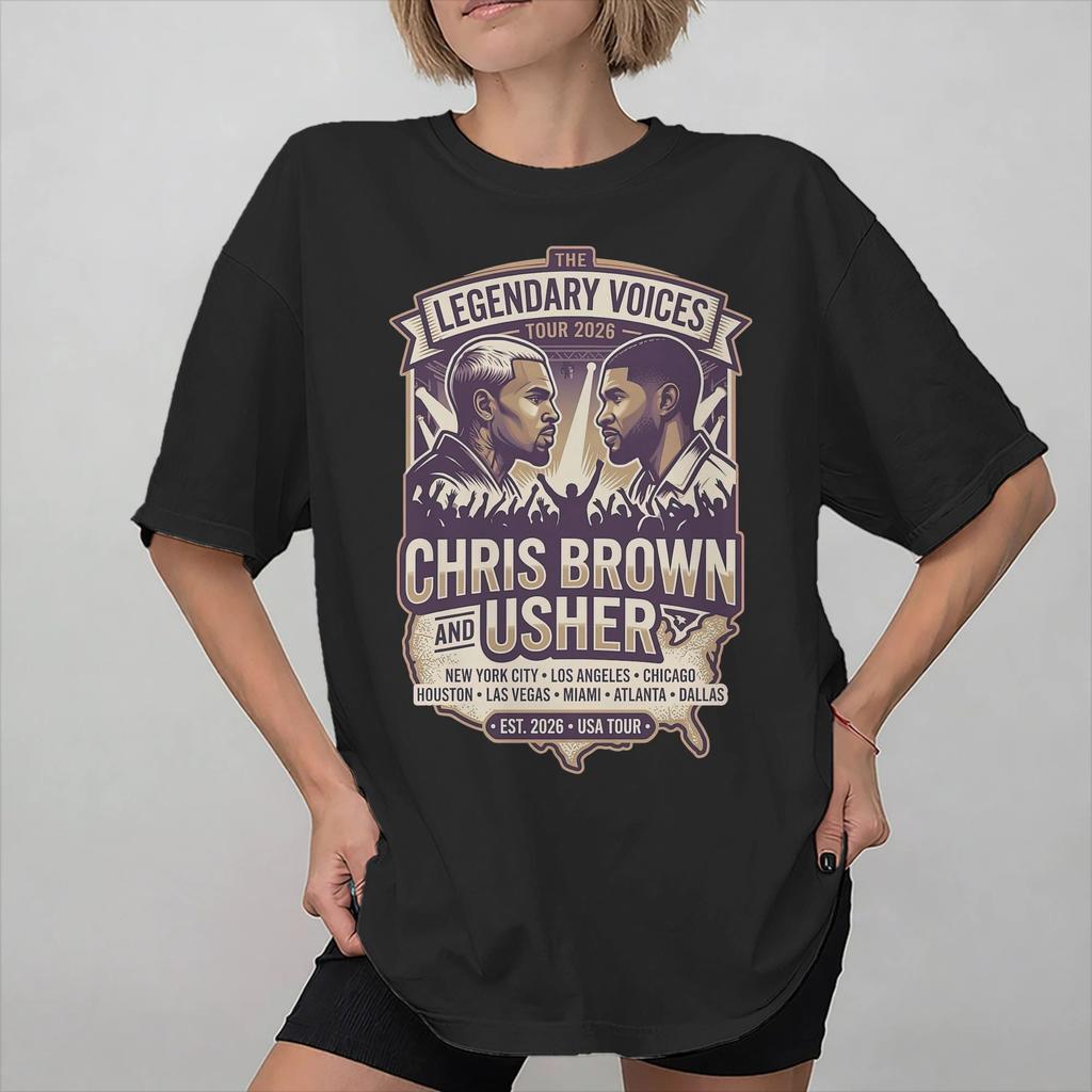 Summer Chris Brown Ushers RB Tour 2026 T Shirt for Unisex Women Cotton Tee Shirt Short Sleeve Tops