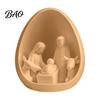 Durable PLA Plastic Sculpture 3D Printed Egg?Shaped Nativity Scene Figurine, Holy Family Manger Unique Christmas Table Centerpiece Decor, Minimalist
