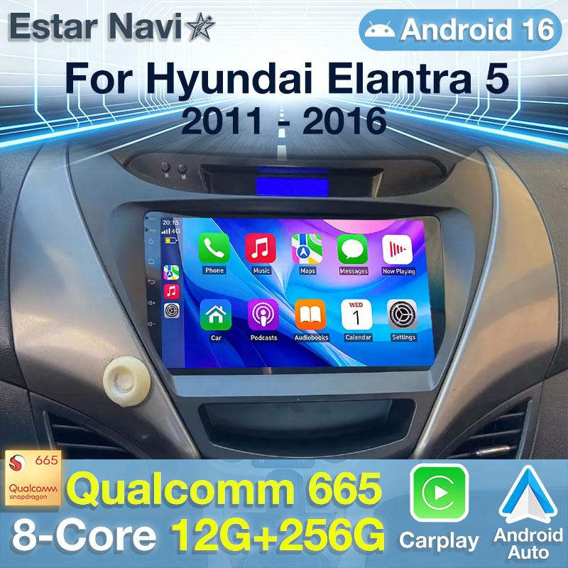 Autoradio Android 16 pour Hyundai Elantra 5 JK GD MD UD 2006 - 2012 GPS Multimédia Carplay Navi Lecteur Stéréo Sans Fil
