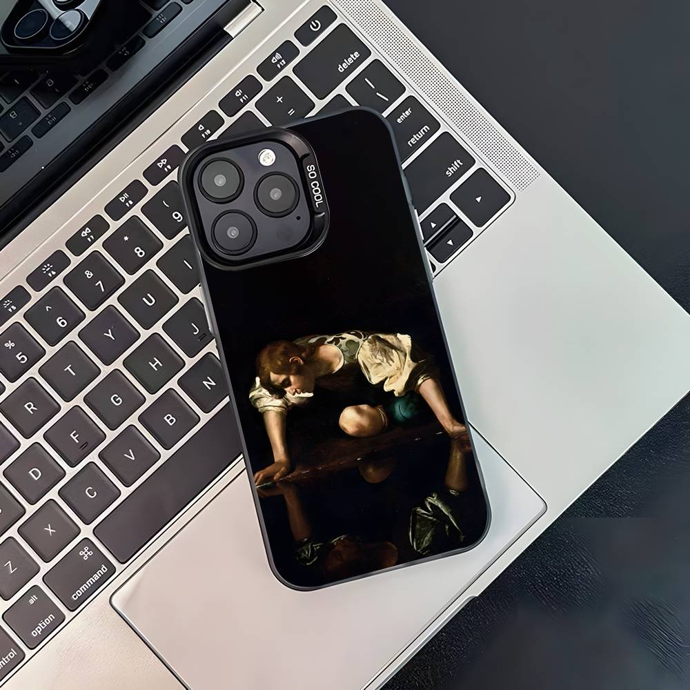 Чехол для телефона с картинами Караваджо для iPhone 17,16,15,14,13,12,11,Pro,XS,Max,Plus,Mini,SE4,E Черный Матовый Ударопрочный Чехол