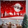 Red Xmas Christmas Snowflakes Winter Nights Fireplace Printed Pattern Tapestry Home Living Room Bedroom Wall Decoration Tapestry