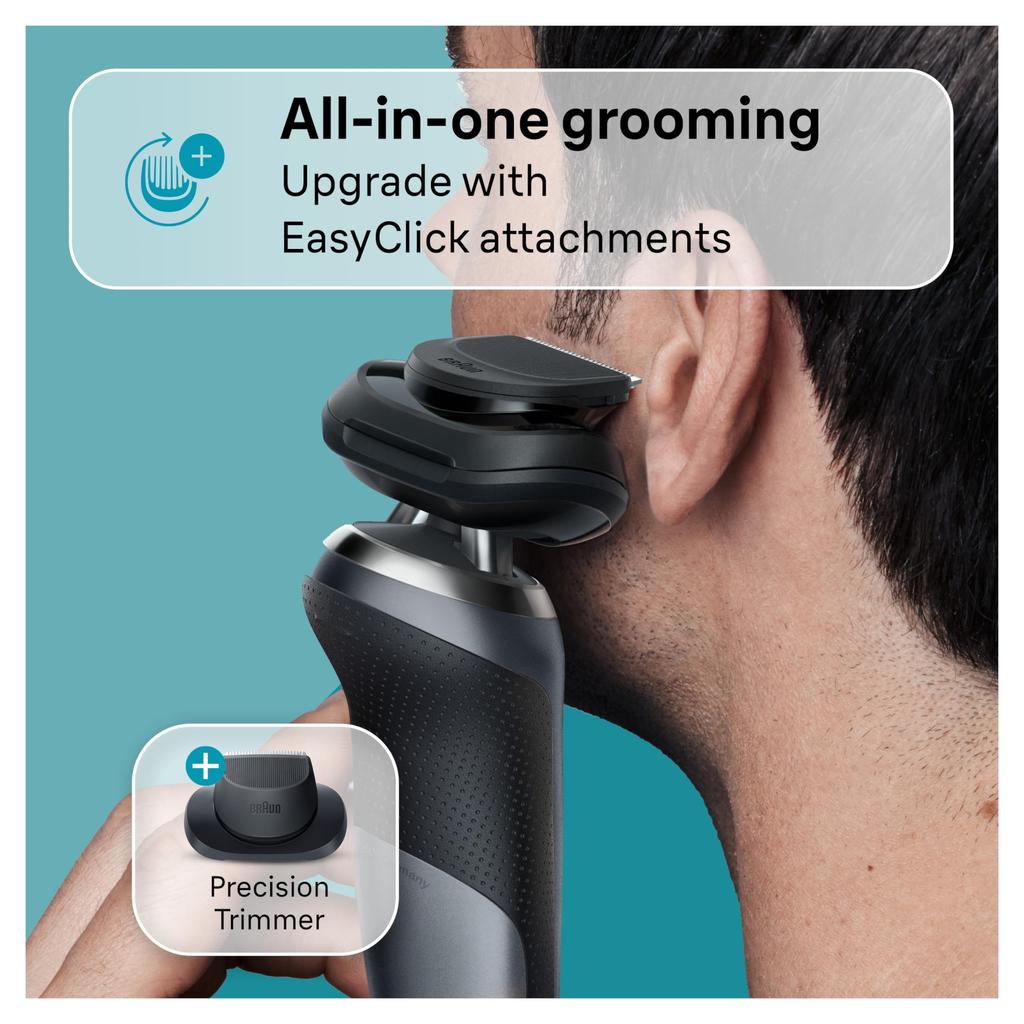 Braun Series 7 7127cs Электробритва Влажное и сухое бритье Водонепроницаемая сеточная бритва Режимы Turbo и Gentle Космический серый
