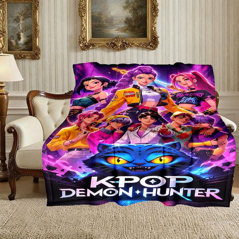 Kpop Demon Hunters Blanket, Valentine's Day, Halloween, Thanksgiving Gift Blankets, Home Blanket for Bed and Couch Use