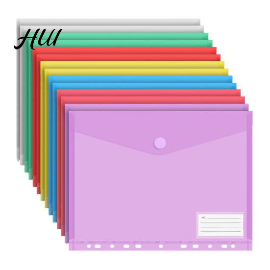 Data Retrieval Organizer Plastic File Folder with Label Pocket, Hook And Loop Closure Clear Document Binder Poly Envelope Folder, A4/A5/A6 Waterproof