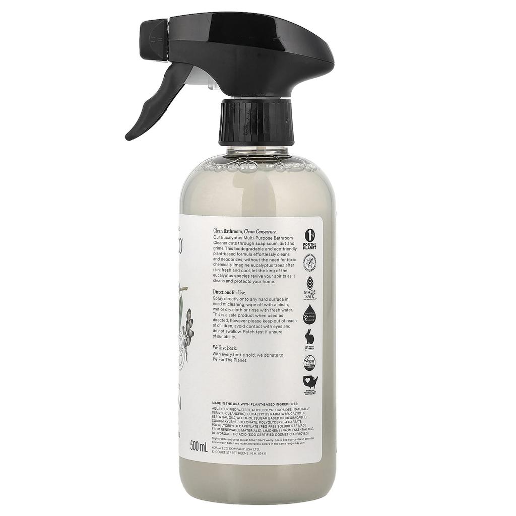 Koala Eco, Natural All-Purpose Bathroom Cleaner, Essential Oils, Australian Eucalyptus, 500ml (16.9 fl oz)