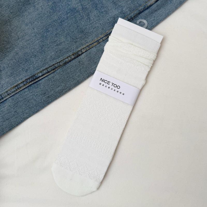Легкие детские носки до середины икры на весну и лето с винтажными скрытыми узорами, чистый хлопок, универсальные женские длинные носки