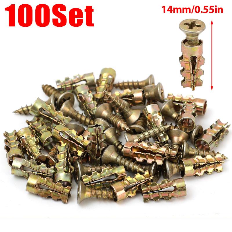 Serrated Expansion Tube Screw Set Door Hinge Repair Fixed Screws Thread Wall Anchor Cabinet Fasteners for Concrete Drywall