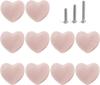 Ceramic Drawer Knobs Heart Shape Cabinet Dresser Pulls Handles with 3 Sized Screws, Kitchen Furniture Knobs for Closet Cupboard