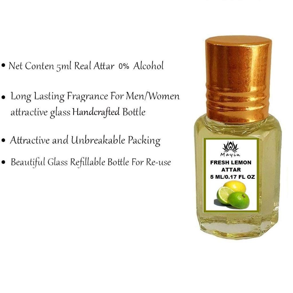 Mayin Fresh Lemon Attar Liquid Perfume For Unisex, 5ml