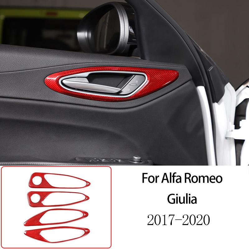 For Alfa Romeo Giulia 2017-2025 Red Real Carbon Fiber Car Interior Trim Sticker Accessories Car Modification