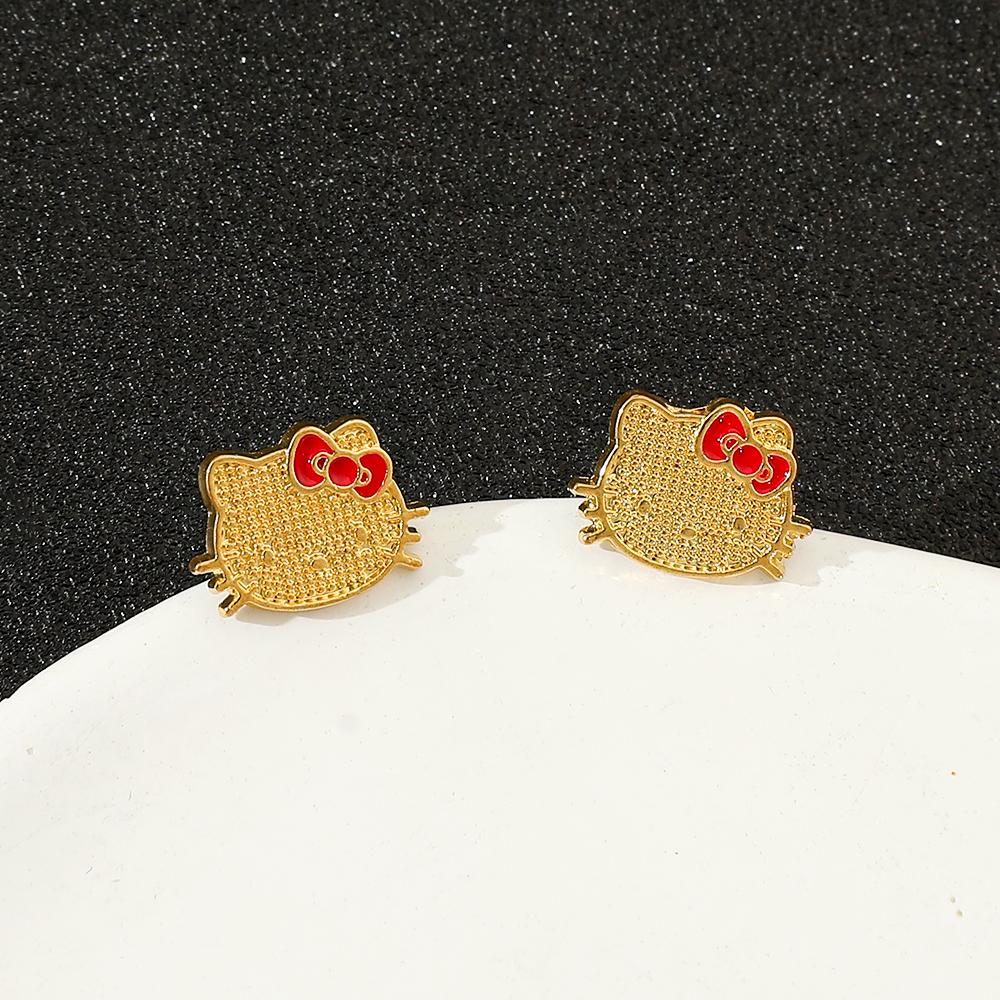 Аниме Sanrio Hello Kitty Серьги Аниме Мультяшная Фигурка KT Кот Гвоздики Серьги Женские Ювелирные Изделия Аксессуары Подарки