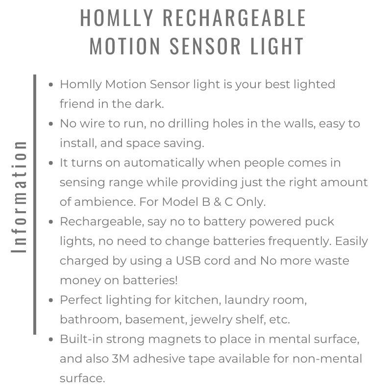 Homlly Rechargeable Motion Sensor Light (Warm Yellow) (X2PCS)