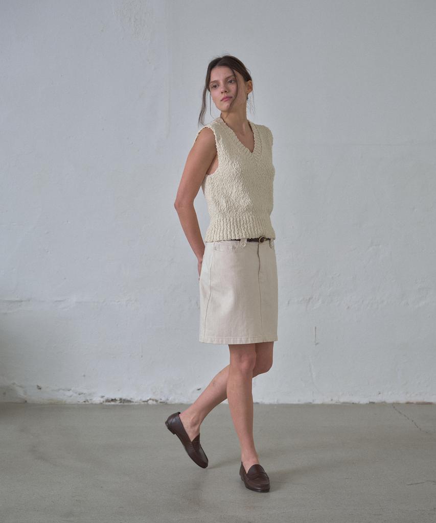 Hane Classic Cotton Skirt_Cream