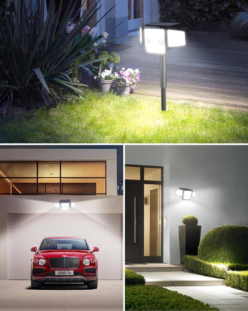 HAARAY Солнечный свет, Наружный водонепроницаемый свет с датчиком, Питание от солнечной энергии, Высокая яркость, 2500 люмен, Два датчика движения, Чувствительность 180° [Двусторонний]