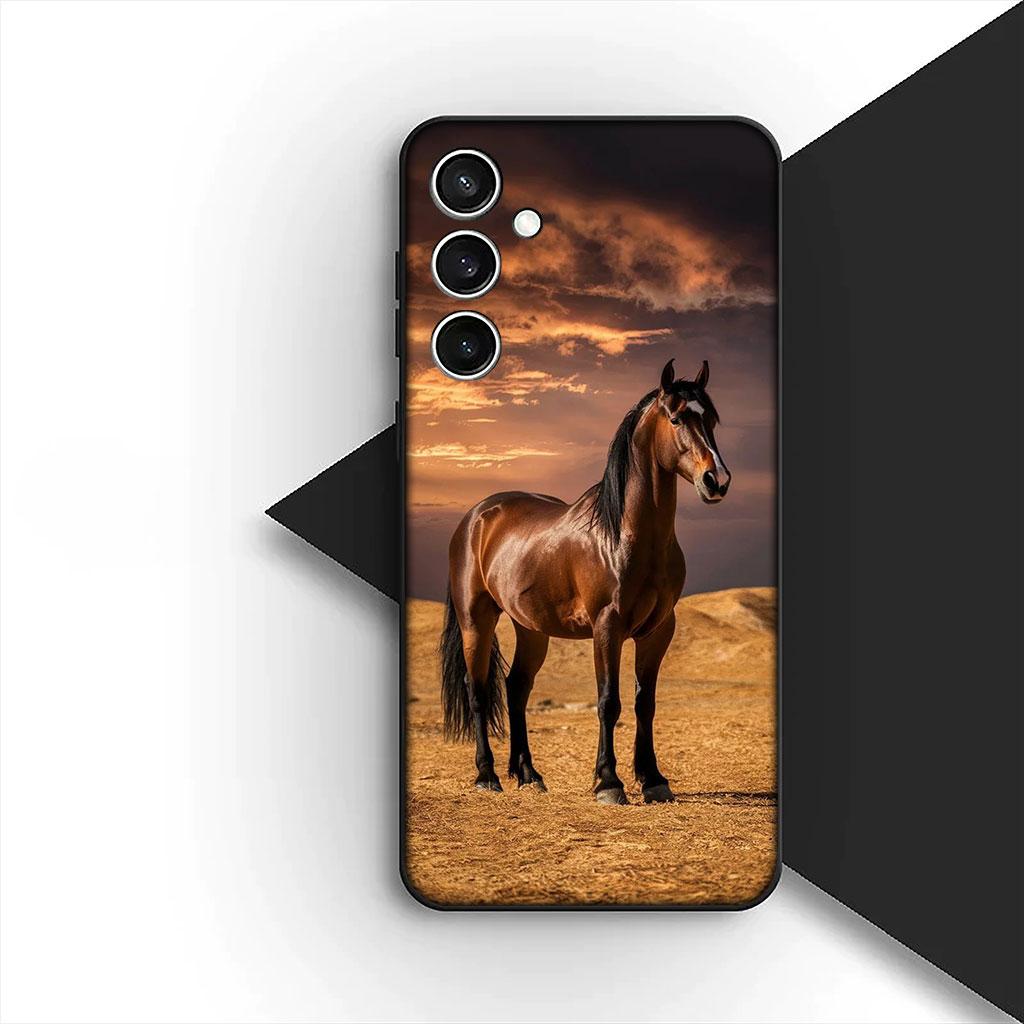Чехол для телефона для Samsung Galaxy S25 S24 S23 FE Ultra Plus S7 Edge S25+ S23+ A56 5G Корпус Мягкий чехол Обои с бегущей дикой лошадью
