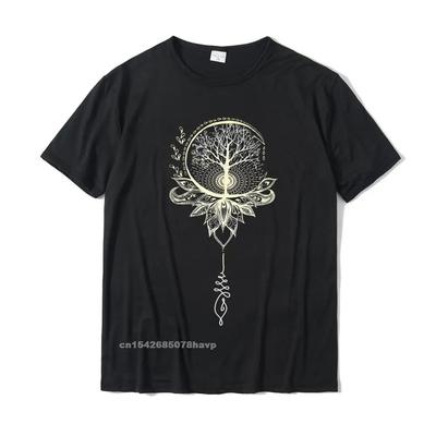 Футболка Mandala Lotus Unalome Tree Of Life, хлопковые семейные топы, рубашки, скидки на мужские футболки с принтом