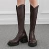 Мода 2024 года женские сапоги на высоком каблуке осень и зима новые толстые подошвы толстые трубчатые женские модные однотонные тонкие модные сапоги