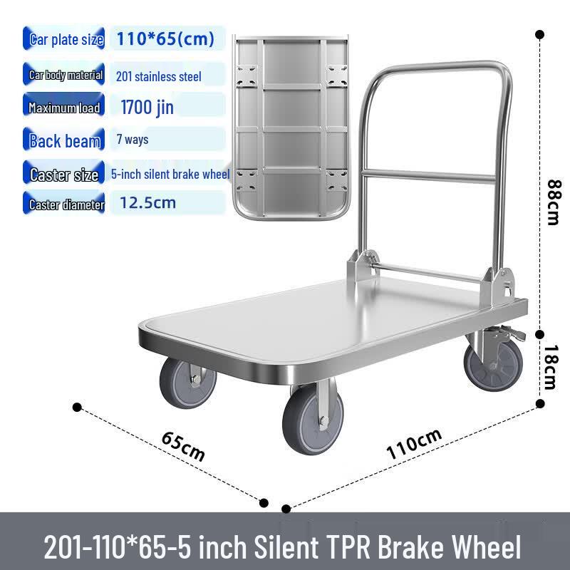 Heavy-Duty Foldable Stainless Steel Flatbed Hand Truck