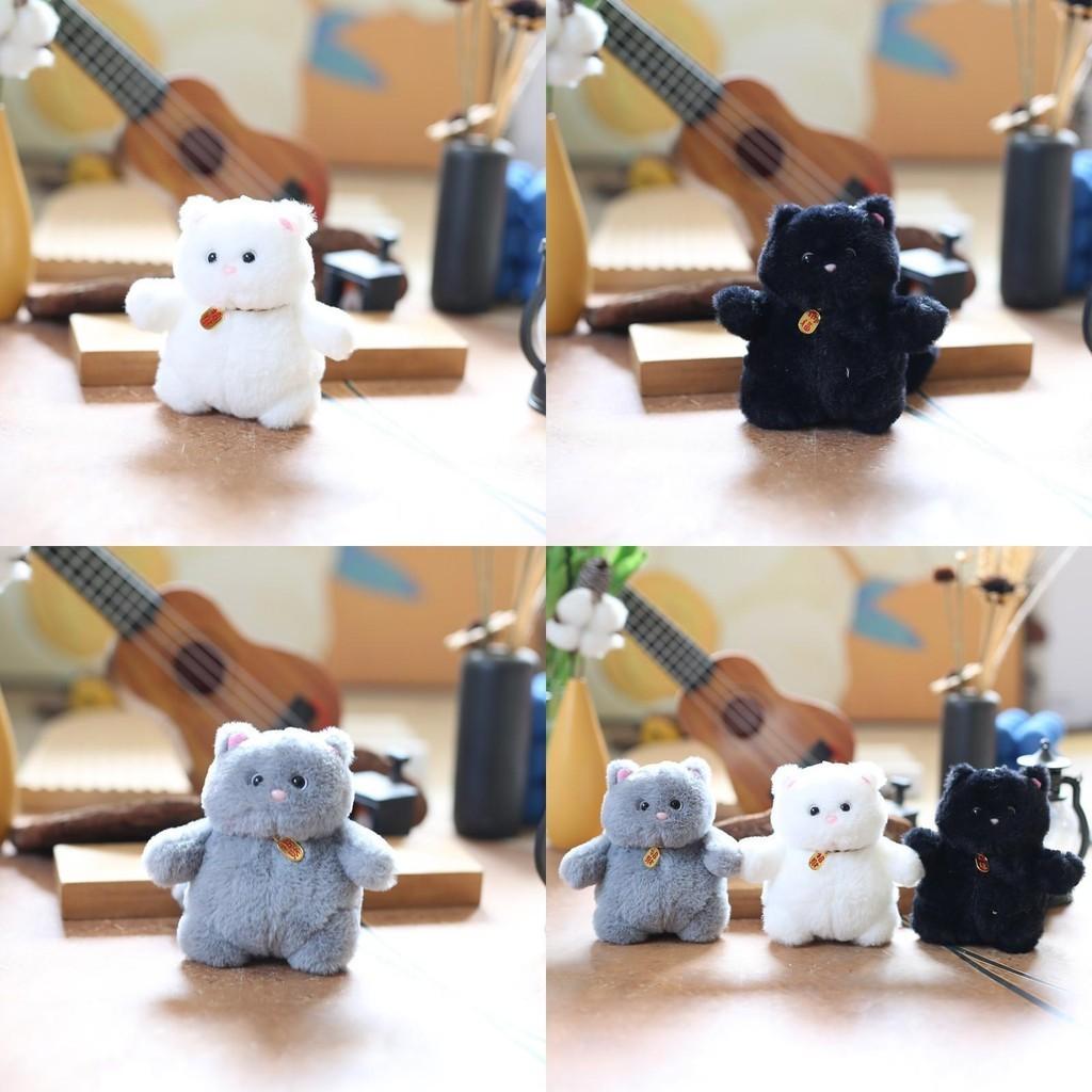 Charming White Black Grey Cat Plush Keychain Soft And Cuddly For Bags
