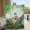 Genshin Impact venti Printed comfortable and soft sofa living room bedroom Plush blanket suitable for home travel and gifts