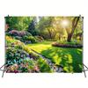 1pc Spring Garden Polyester Banner - Party decoration and photography background, beautiful natural scenery