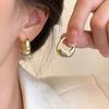 Серьги-кольца из серебра 925 пробы, винтажные, золотистые, для женщин, модные украшения, гипоаллергенные, подарок на вечеринку