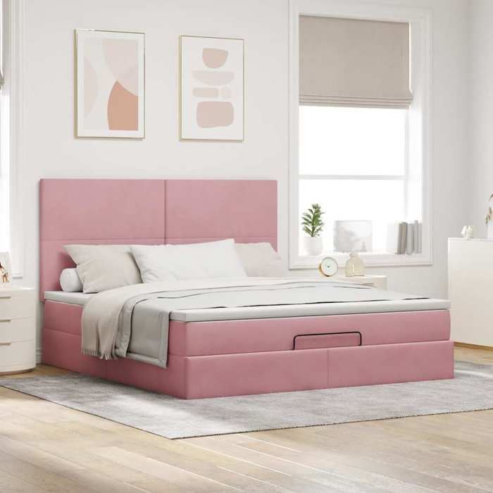 Maison Exclusive - Cadre de lit ottoman avec matelas rose 180x200 cm velours